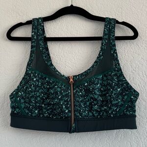Lululemon Athletica Teal Patterned Sports Bra with Zipper